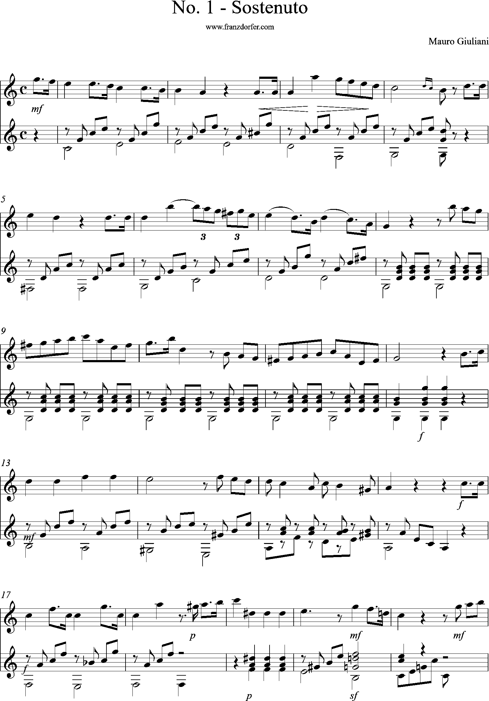 Mauro Giuliani, op. 74, No 1, page 1